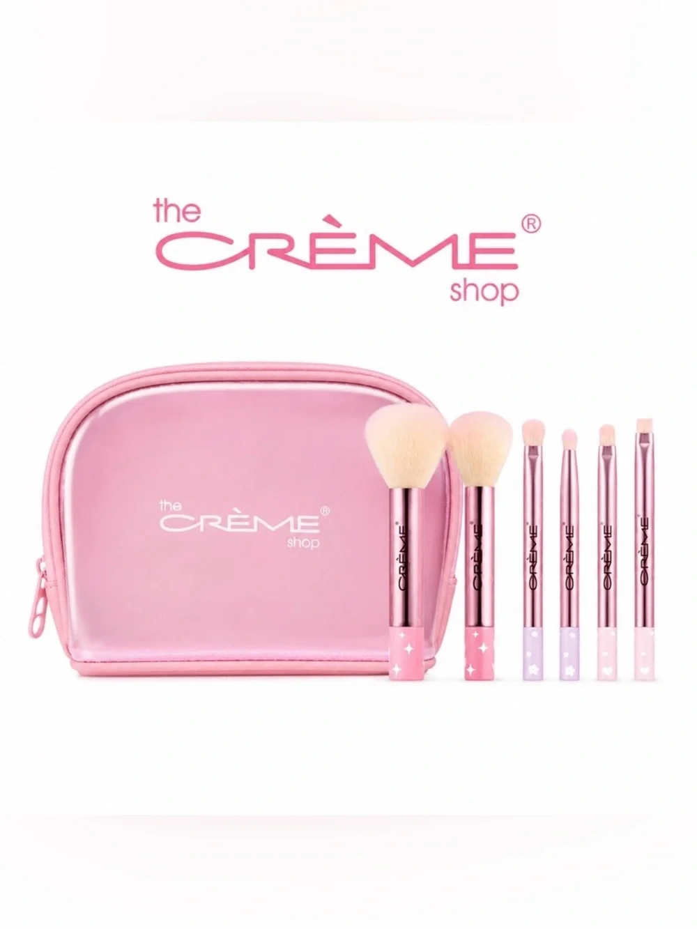 💕NEW The Crème Shop Best Essentials 6-Piece Makeup Brush Travel Set Pink creme 💕